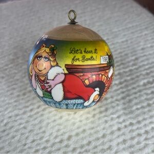 Vintage 1981 Hallmark Kermit & Miss Piggy Satin Christmas Ornament MUPPETS